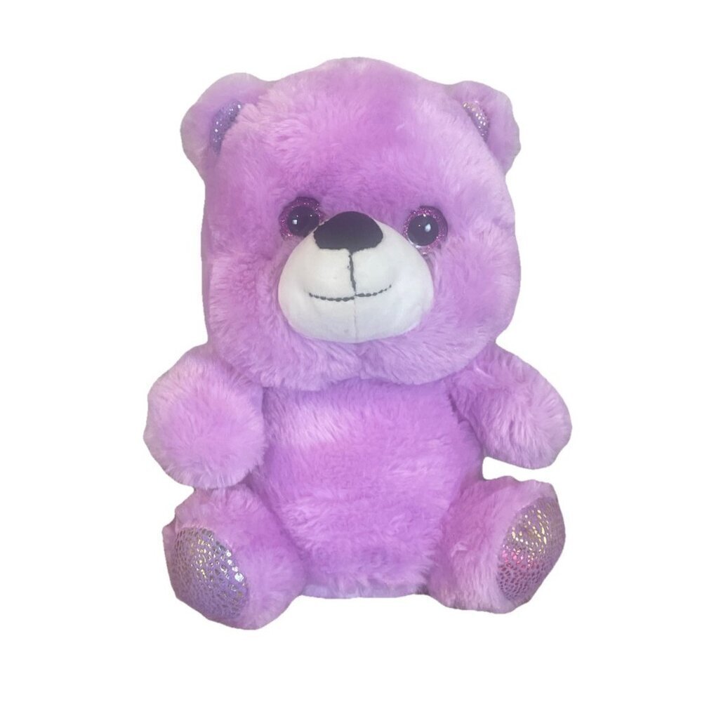 Kellytoy Bear Purple Plush Soft Sparkle Eyes 11" Stuffed Animal Toy